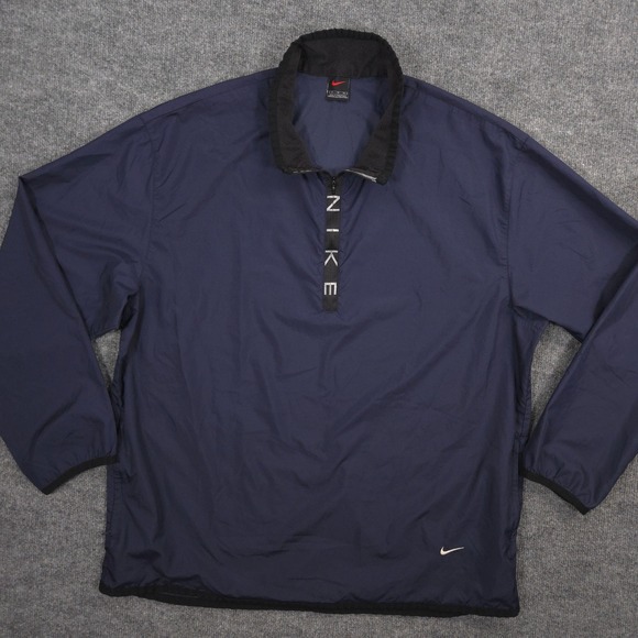 Nike Other - Vintage Nike Windbreaker Jacket Mens XL Navy Spell Out Zipper Placket Pockets